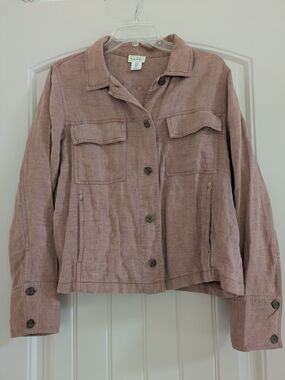 Nicole Miller New York Lightweight Jacket Linen BlendCotton in Peach Size Medium